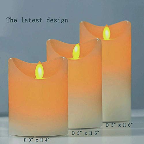 Da by Flameless Candle 4" 5" 6" The Latest Set of 3 Dance LED Flashing Wicks for Parties, Family, Public Elegance, Battery Powered, 10-Button Remote Control, Ivory - Thumbnail 5