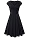 Lotusmile Sun Women Dresses Evening, Flared Plus Size Midi Dress Sundress,XX-Large All Black