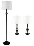 Urbanest McKinley 3-piece Table and Floor Lamp Set in Oil-rubbed Bronze with Natural Linen Shade