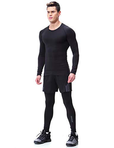 image for Lavento Men's Compression Shirts Baselayer Crewneck Long-Sleeve Dry Fi