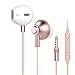 in-Ear Earbuds Rose Gold Headphones Earphones with Microphone and Volume Control Bass Stereo Headset Compatible with 3.5 mm Jack for Samsung iPhone Android