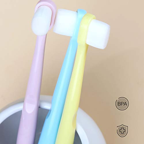 jiumoji 1PC Ultra-Soft Nano Wave Toothbrush Oral Care Couple Holder Travel Daily Necessities (-Yellow, 14.5cm)