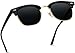 Polarized Clubmaster Classic Half Frame Semi-Rimless Rimmed Sunglasses, Thin Black / Gold Rimmed