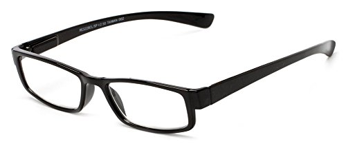 Readers.com The Pike Place Computer Reader +2.75 Black with Amber Blue Blocker Computer with AR Coating Rectangle Reading Glasses