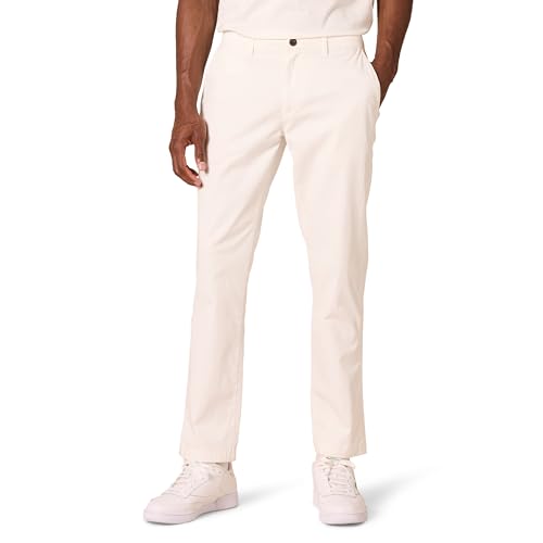 Amazon Essentials Herren Chinohose, Komfortabler, Gewaschener Stretch, Sportlich Geschnitten, Weiß, 30W / 32L
