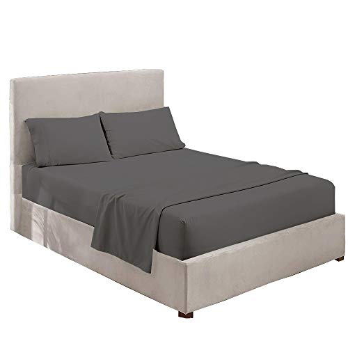 RV Mattress Short Queen Sheet Set 400 Thread Count Egyptian Cotton -Made for RV, Camper & Motorhomes 4 Pcs Sheet Set 15" deep Pocket Short Queen Dark Grey Solid