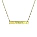Sideways Bar Name Plated Engravable Pendant Crystal Pendant Necklace For Teen For Women 14K Gold Plated Sterling Silver