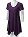 URBANCLEO Womens Short Sleeve V-Neck Tunic Top Long T-Shirt Plum Large
