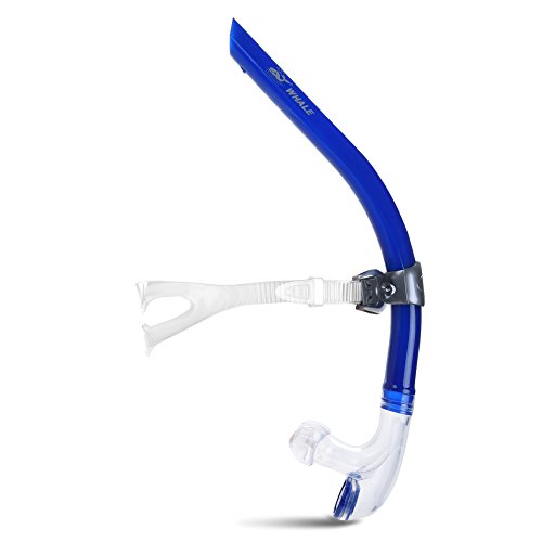 Whale Swim Snorkel for Swimming Laps, Training & Therapy with Silicone Mouthpiece and One-Way Purge Valve, Adjustable Comfortable EVA Padded Head Strap for Adults and Teens Swimming