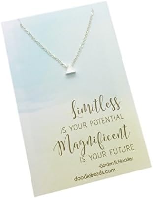 Doodle Beads Tiny Silver Triangle Necklace, Graduation Necklace, Limitless is Your Potential, with Sparkling 16"-18" Chain