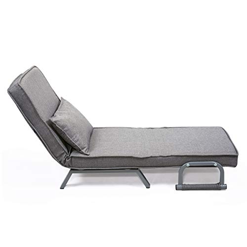 Gray Sofa Bed Arm Chair Convertible Single Dorm Room Couch Recliner Sleeper Folding - Thumbnail 2
