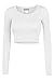 LE3NO Womens Fitted Long Sleeve Crop Top with Stretch, L3NWT1073_WHITE, Medium