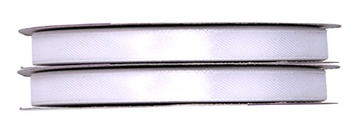 Mandala Crafts 3/8 Inch Satin Fabric Ribbon for Hair Bow Making, Gift Wrapping, Flowers, and Weddings (Two Rolls 100 Yards, White)