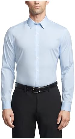 hilfiger slim fit dress shirt Tommy Hilfiger Men's Slim Fit THFlex Dress Shirt - Blue