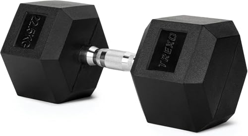 XTREXO Hexagon Hanteln 22,5 kg Hex Kurzhanteln mit Durable Gummierte Gusseisen für Krafttraining mit Ergonomischen Verchromte Griff Gewichte Training Zuhause Ha
