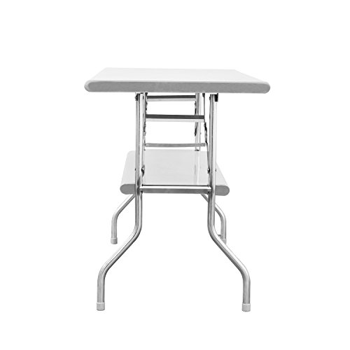 Royal Gourmet Commercial Stainless Steel Double-Shelf Folding Work Table, 48" L x 24" W