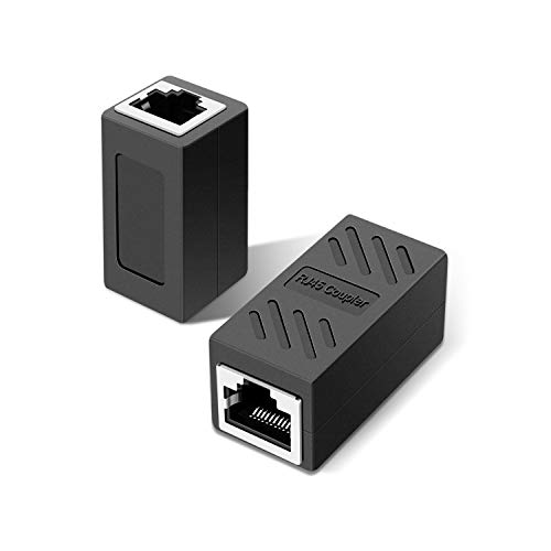 Ethernet Coupler,RJ45 Coupler,RJ45 Inline Coupler,Network Coupler, for Cat7/Cat6/Cat5e/cat5 Ethernet Cable Extender Connector - Female to Female, Black 2 Pack