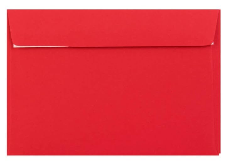 C5 (162x229mm) Coloured Envelopes Perfect for A5 Christmas Cards, Greeting Cards, Wedding Invitations, Crafts and Many More - Pack of 100 envelopes (Red Peel & Seal) — image 1