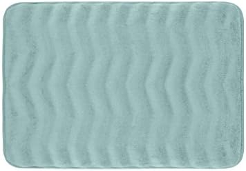 Bounce Comfort Waves Extra Thick Memory Foam Bath Mat - Premium Micro Plush Mat with BounceComfort Technology, 17 x 24 in. Aqua
