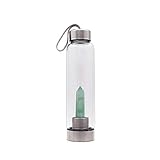 SAOI Green Fluorite Crystal Glass Water Bottle