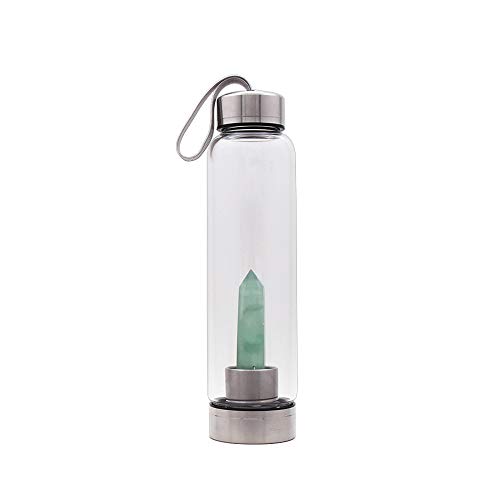 SAOI Green Fluorite Crystal Glass Water Bottle