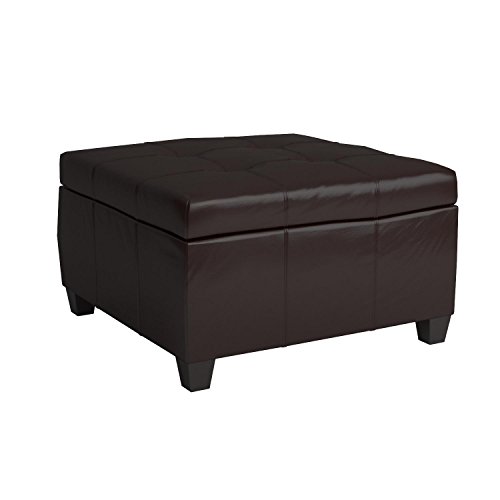 Best Selling | Storage Ottoman | Coffee Table | Square Shaped | Premium Bonded Leather in Espresso Brown