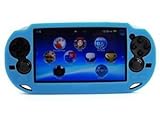 Case Star  Hard Case/Cover plus 1 PCS of LCD Screen Protector for Playstation PS VITA (PCH-1000) (Silicone-Light Blue+ Clear LCD Screen Protector)