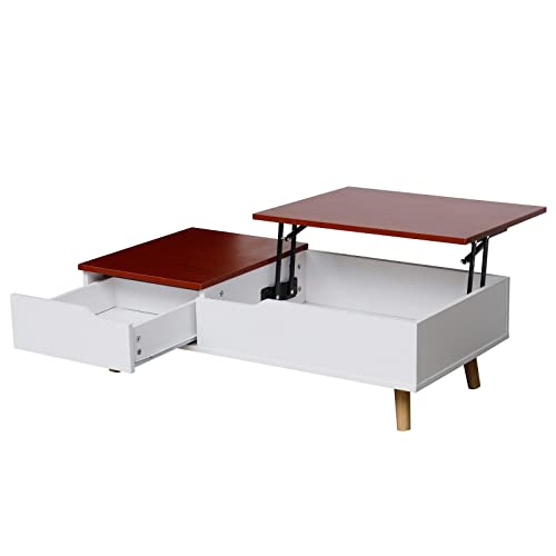 Mecor Wooden Lift Top Coffee Table with Hidden Storage Compartment