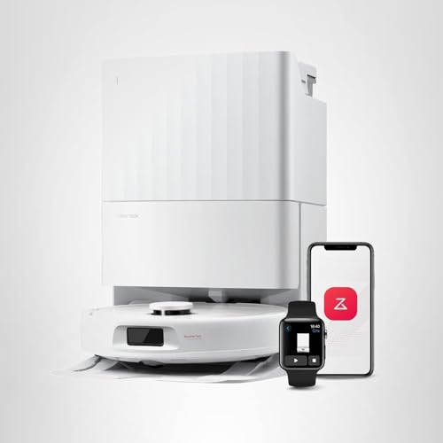 Roborock Qrevo Series Robot aspirador y trapeador, succión de 8000 Pa, actualizado de Qrevo S, cepillo antienredos, evitación inteligente de obstáculos, lavado automático de trapeador, base todo en uno, trapeadores giratorios de 200 RPM, blanco (QV 35A)