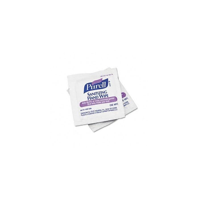 Gojo PURELL Premoistened Sanitizing Hand Wipes, 5 x 7, 100/Box, Clear