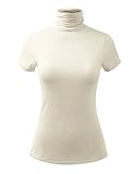ALL FOR YOU Women Short Sleeve Lightweight Jersey Turtleneck Top Made in USA