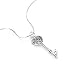 925 Sterling Silver Filigree Key to My Heart Love Symbol Pendant Necklace, 18 inches