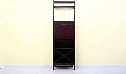Aprodz Mango Wood Wine Storage Stylish Koojan Bar Cabinet for Living Room | Mahogany Finish