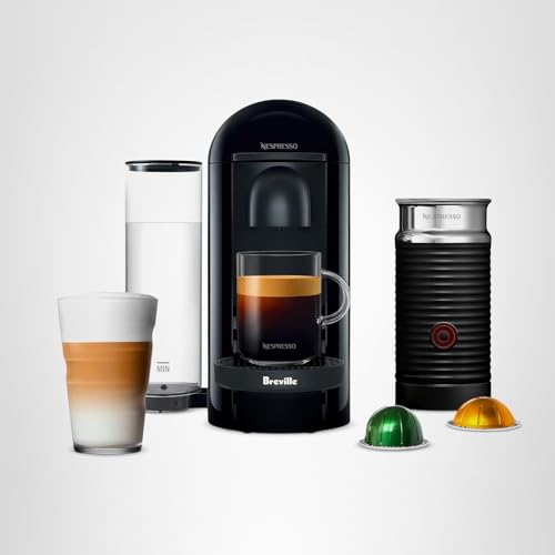 NESPRESSO VERTUO PLUS COFFEE AND ESPRESSO MAKER BY BREVILLE, INK BLACK WITH AEROCCINO MILK FROTHER