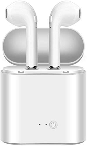 Rewy EE7S Twin Double Wireless Bluetooth Headset Pair Earbuds with Charging Dock Compatible with All Smartphone Device (Colour May Vary)