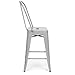 Best Choice Products 24in Set of 4 High Backrest Industrial Metal Counter Height Stools, Silver