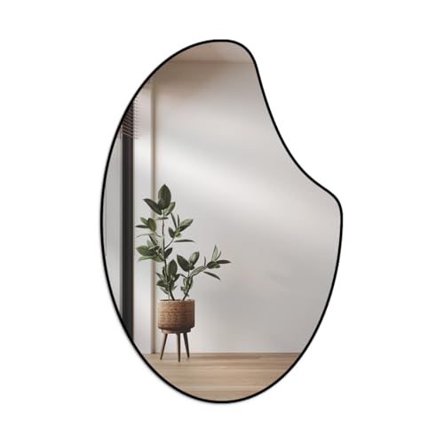 Espelho Orgânico Apple 80x60cm Design Moderno com Moldura em Couro para Decoração Sofisticada (Preto)