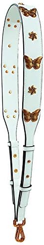 Fashion Vintage Butterfly Women Messenger Bag Strap Pu Leather Handbag Belts Replacement Shoulder Bag Straps Parts (White)