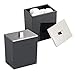 mDesign Cotton Stem Box (Pack of 2) - Plastic Bathroom Accessory for Cosmetics and Care - Cotton Swab Dispenser - Jar with Lid in Brushed Nickel - Black/Silver
