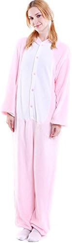 WOERKAZLD Unisex Adult Animals Pajamas - Plush One Piece Cosplay Animal Costume Set (L(Heigh:171-180cm/66-70in), Pink Pig)