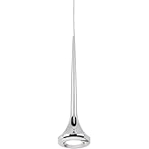 Kuzco Lighting Bach 5" Pendant | Chrome Finish | Modern Trumpet-Shaped LED Pendant Light | Steel Construction with Frosted Ac