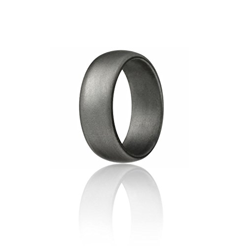 Silicone Wedding Ring For Men By ROQ Affordable Silicone Rubber Band, Beveled Metallic Platinum - Size 10