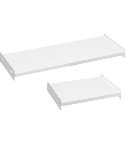 HabiWell Adjustable Closet Organizer Shelf - No Drill, Expandable 21-35.4", White ABS & Steel