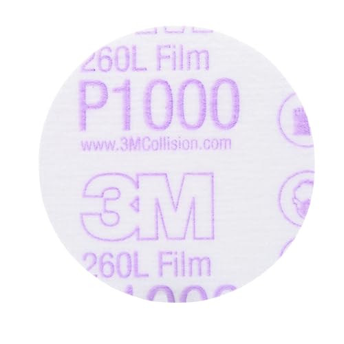 3M Hookit Finishing Film Abrasive Disc 260L, 00909, 3 in, P1000, 50 discs per carton