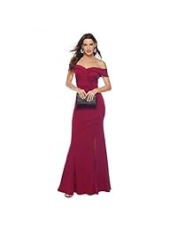 Vestido elegante de noche de dama de honor formal con hombros descubiertos para mujer Vestido largo de fiesta con abertura de sirena