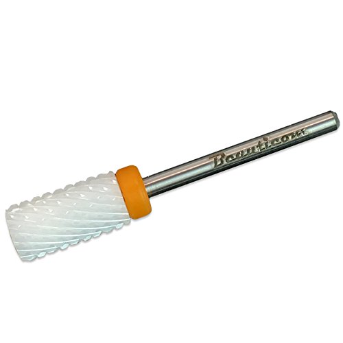 Beauticom Professional USA Ceramic White LARGE Barrel Bit Nail Drill (Grit: DOUBLE XXC COARSE) 3/32" Shank Size