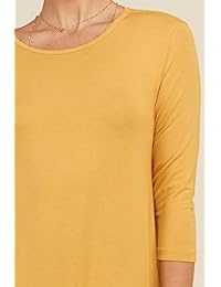 Annabelle - Maxi vestido de punto liso con dobladillo desigual, manga 3 4, casual, tallas S-3XL