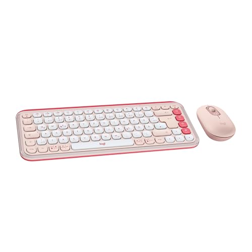 Logitech POP ICON Combo, Bluetooth-Tastatur-Maus-Set, Komfortables Tippen, programmierbare Tasten, leise Klicks, Easy-Switch für bis zu 3 Geräte - Rosa