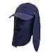 Crytech 3-in-1 Uv Sun Protection Fishing Cap Breathable Bonnie Bucket Hat with Visor Brim Safari Cap with Face Cover Removable Neck Face Flap Gardener Hat Golf Baseball Hat for Women Men (Navy)thumb 1
