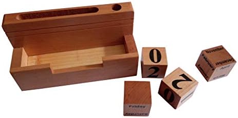 Shradha Trading Wooden Calendar with a Business Card Holder Pen Holder Storage Box for The Desk